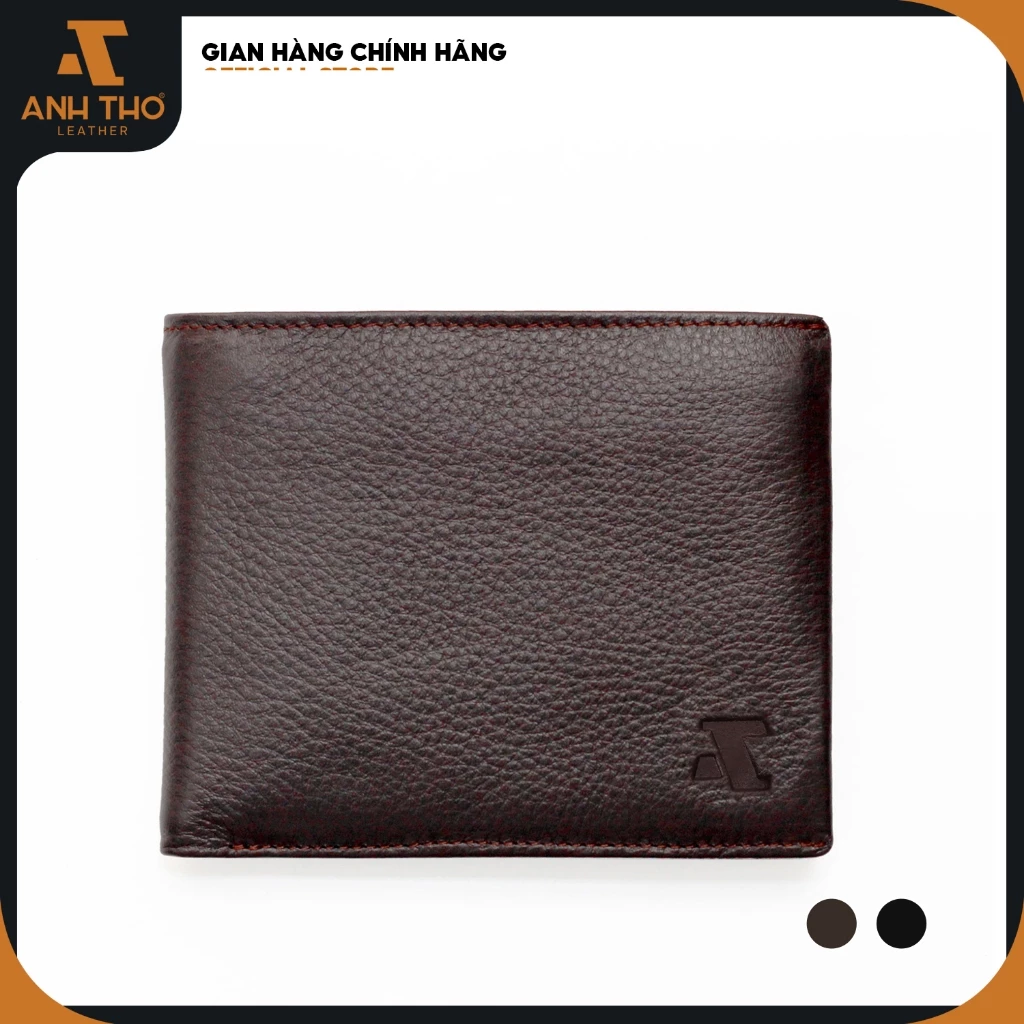 Ví ngang da bò MIN-03, chất liệu da Ý nhập khẩu, 10x12cm vừa các loại giấy tờ, ngăn cánh lật tiện dụng, Anh Tho Leather