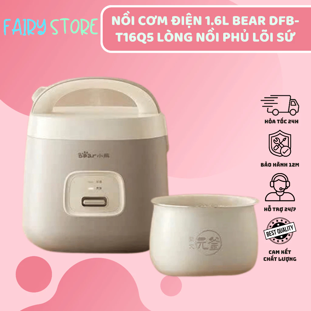 Nồi Cơm Điện BEAR DFB-T16Q5 Lòng Nồi Phủ Lõi Sứ Mới Nhất 2026 - Chín Đều, Dẻo Thơm, Nhanh Chóng