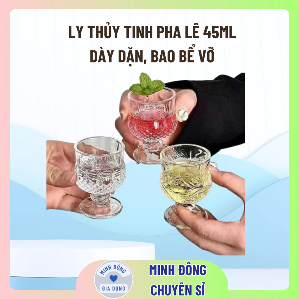 Ly thủy tinh pha lê uống rượ.u trắng dung tích 45ml sang trọng