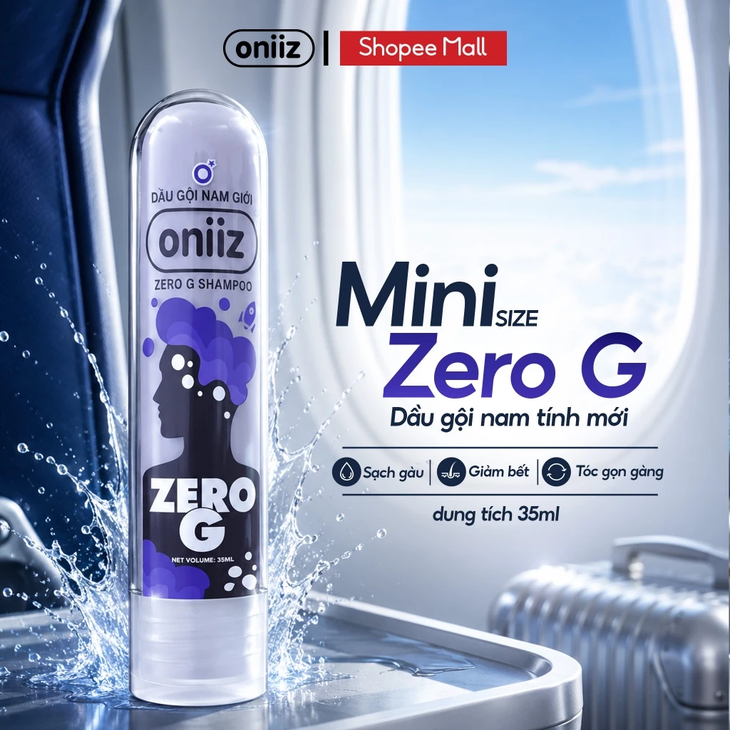 Dầu Gội Oniiz ZeroG Minisize 35ml - Dầu Gội Đầu Hương Nước Hoa Nam Tính, Sạch Gàu, Nhỏ Gọn Bỏ Túi Du Lịch