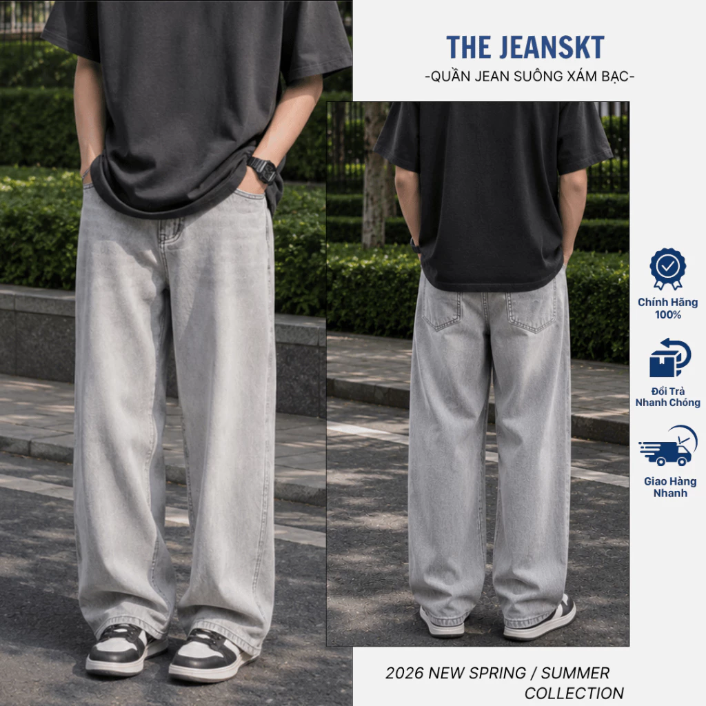 Quần Jean Nam Dáng Suông Đứng,Tôn Dáng,Che Khuyết Điểm,Màu Sắc Tôn Da,Dễ Phối Đồ-THEJEANSKT