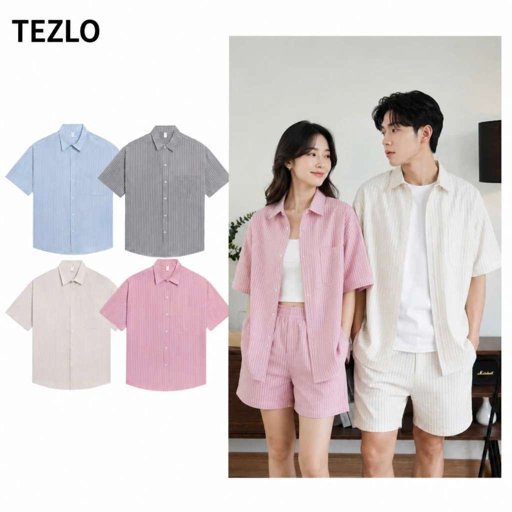 Áo Sơ Mi Kẻ Oxford Nam Nữ Form Rộng Thoáng Mát Trẻ Trung TEZLO SM31