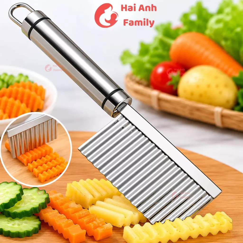 Dao răng cưa cắt rau củ, trái cây cho bé ăn dặm BLW, chất liệu thép không gỉ