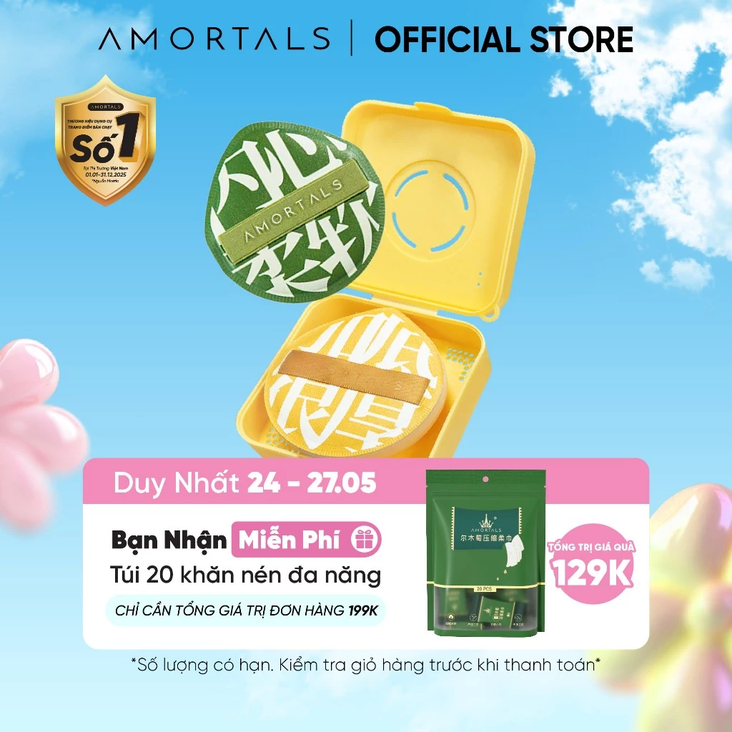 Bông Mút Trang Điểm 100 Amortals, Dày 4MM Đàn Hồi Cao, Tăng Khả Năng Che Phủ, Giúp Lớp Nền Mịn Mướt, Kèm Hộp Bảo Quản