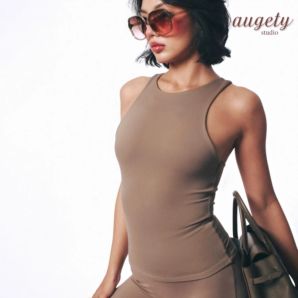 Áo Ba Lỗ Nữ Khoét Sâu Chiết Eo Hai Lớp Vải Siêu Mỏng Mát Co Giãn Augety Studio, Nue Tank Top
