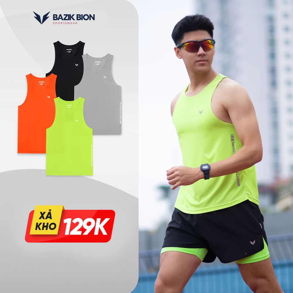 [Hàng Xả, Không Đổi Trả] Áo Tank Top Chạy Bộ Nam BAZIK LightMax Pro Siêu nhẹ, Nhanh Khô , Co giãn - A18