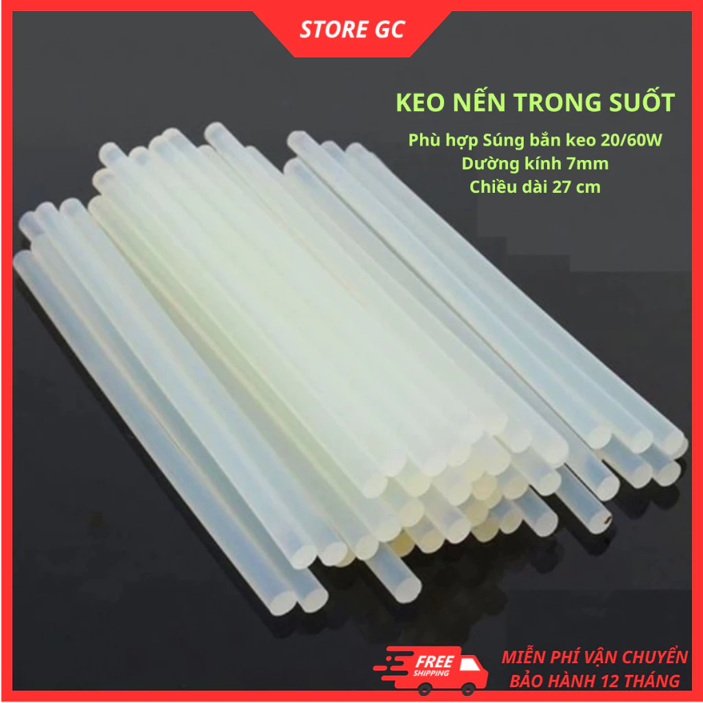 [SET 10-20] Que Keo Nến Silicon Dài 27cm Đường kính 7mm Phù Hợp Máy Bắn 20/60W Dùng Hàn Gắn Tiện Lợi