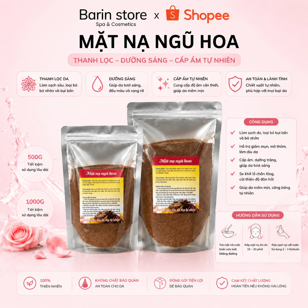 Mặt Nạ Hạt Ngũ Hoa Sạch Nguyên Chất- Thiên Nhiên - Không Tạp Dùng Spa Thẩm mỹ Viện
