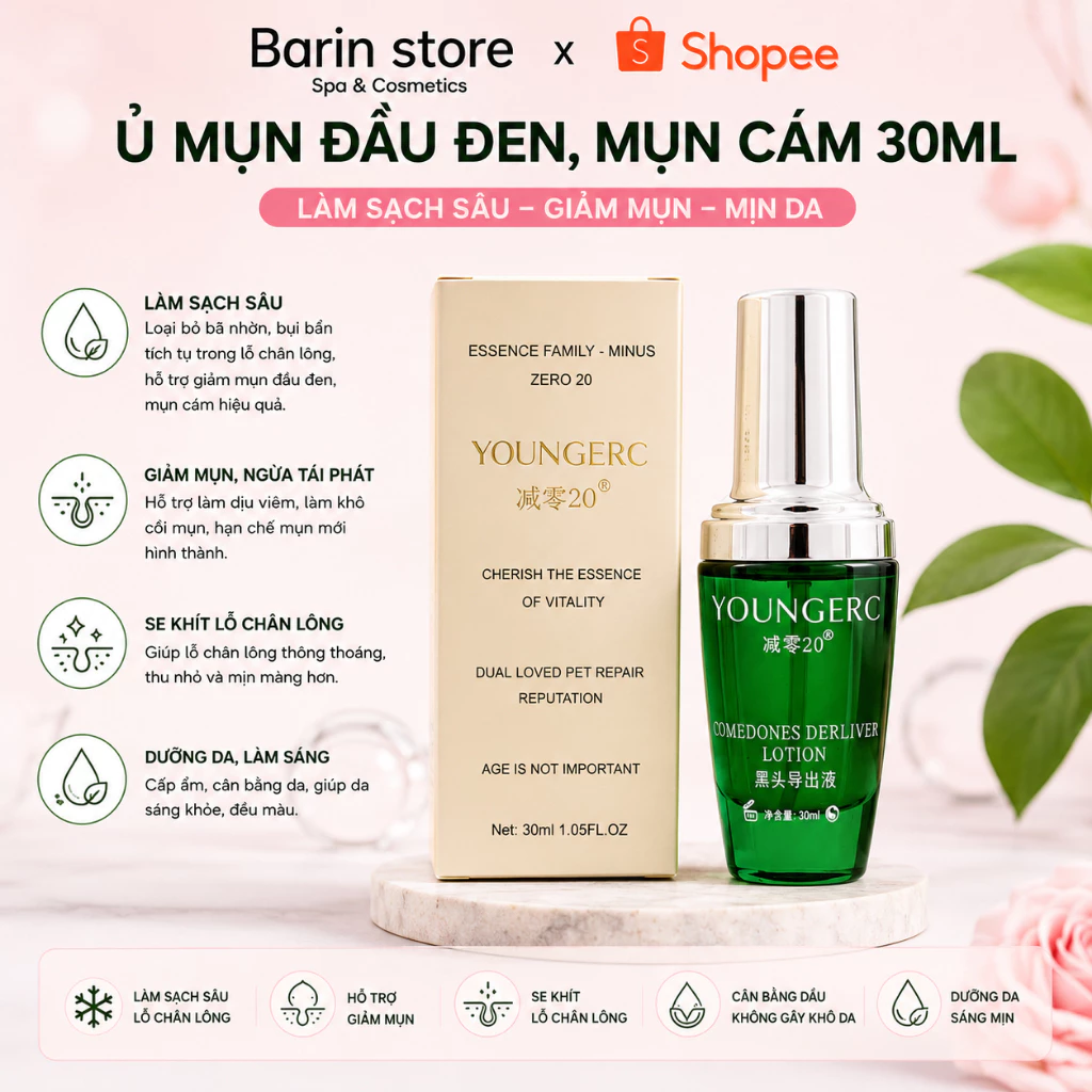 Ủ Mụn Đầu Đen, Mụn Cám, Ủ mụn Youngerc Chai 30ml