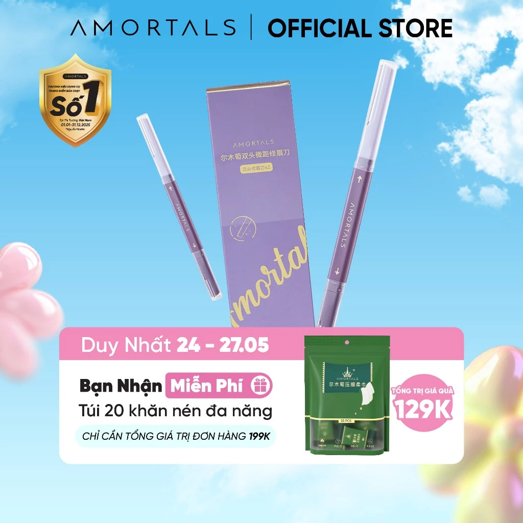 Dao cạo lông mày hai đầu Amortals dao tỉa lông mày tiện lợi không gỉ an toàn cho da Mỹ Phẩm