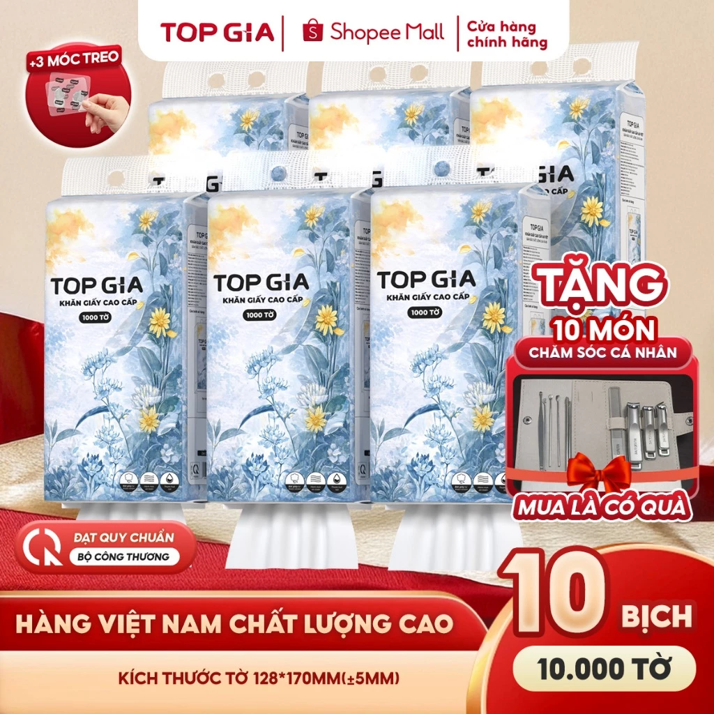 [MUA 10 TẶNG 10] Khăn giấy cao cấp Mộc an Topgia hàng Việt Nam 4 lớp tặng set 10 món chăm sóc cá nhân