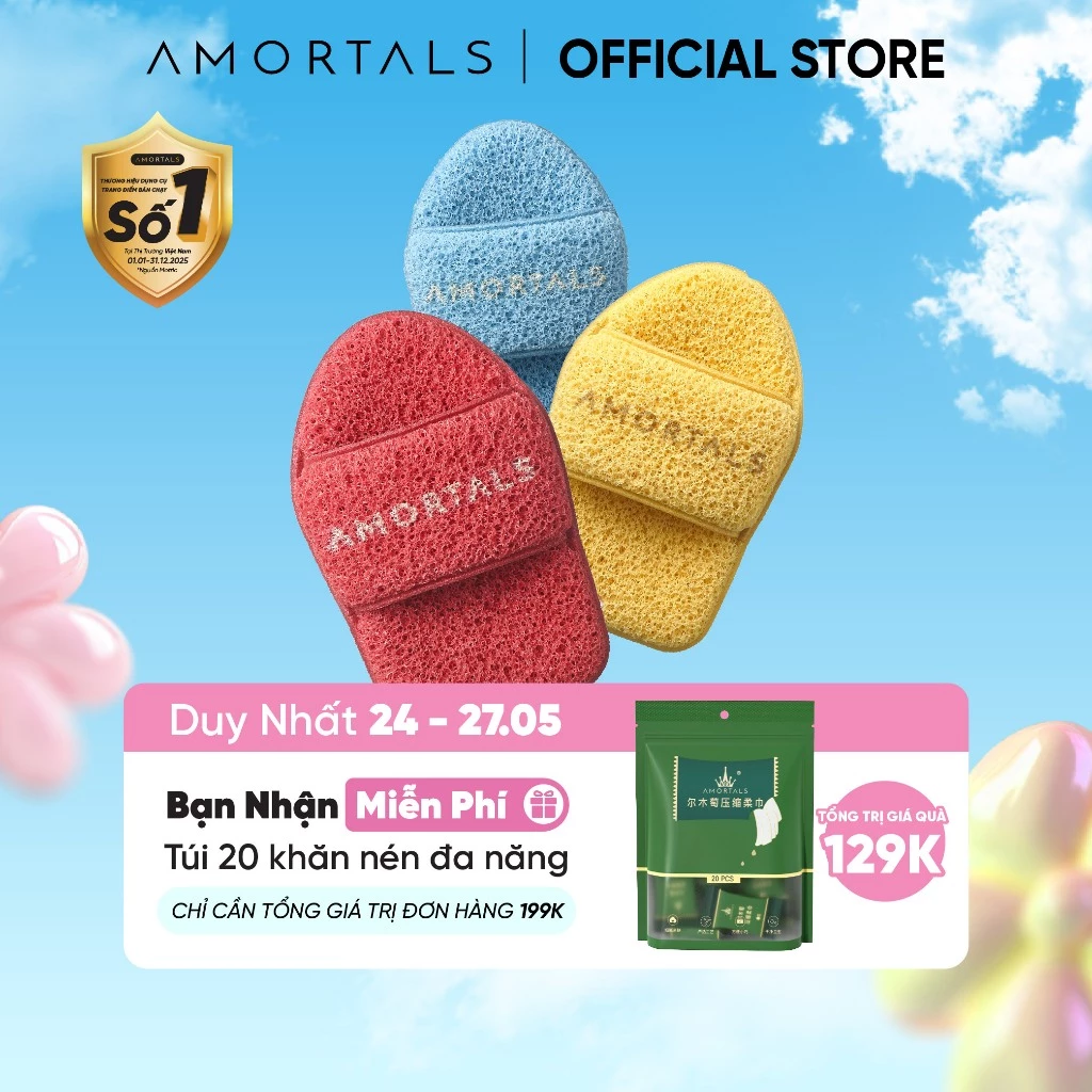 Găng Tay Rửa Mặt Tạo Bọt Amortals, Gấp Đôi Khả Năng Làm Sạch Sâu, Mềm Mại Không Rát Da, Nhanh Khô