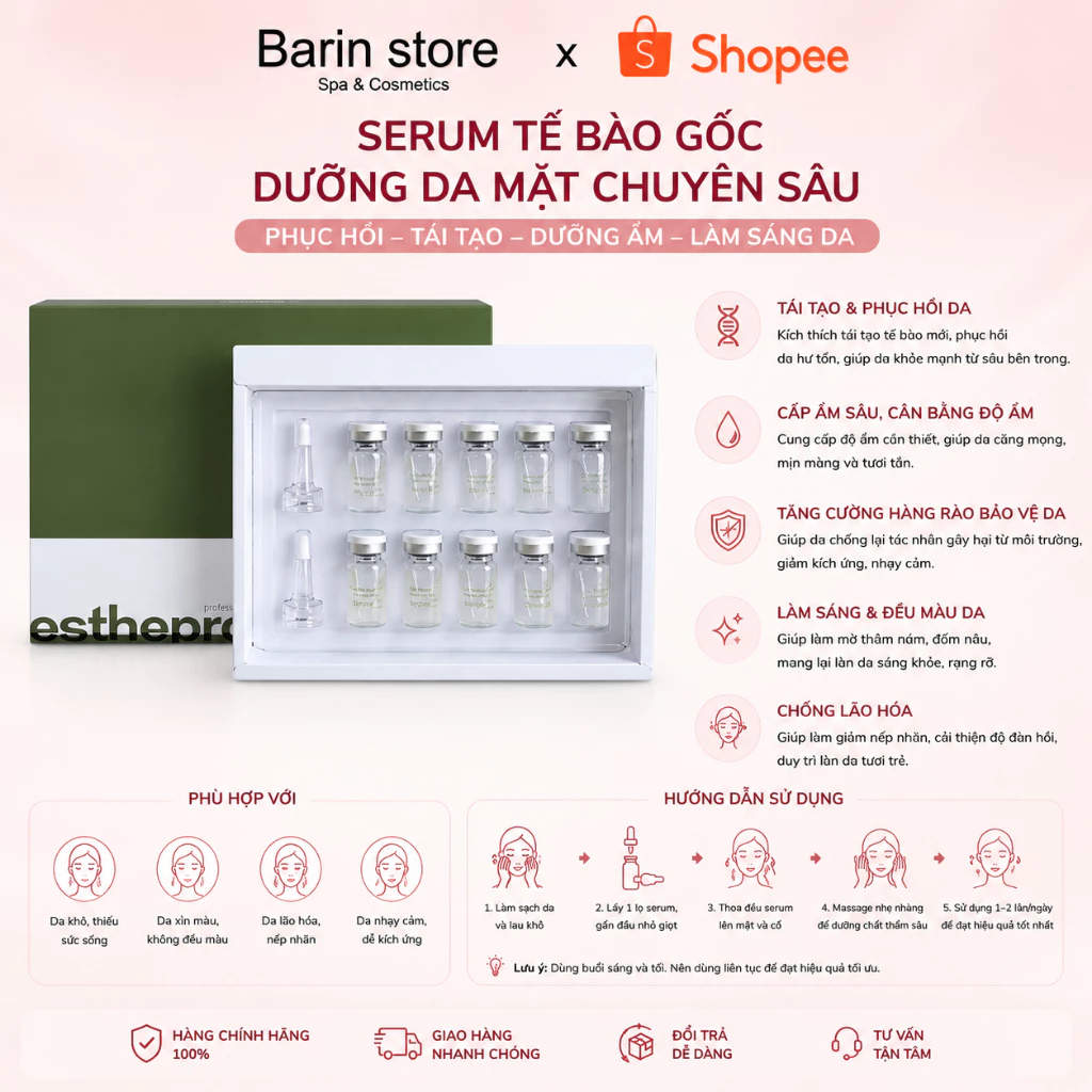 Tế Bào Gốc Esthemax Hộp 10 Lọ , Serum Esthemax Dưỡng Cho Da Mặt Trắng Sáng Mịn Hàng Chính Hãng