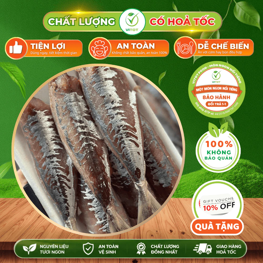 Khô Cá Nục VITOT 1 Nắng Đặc Sản Biển Tươi Ngon Chắc Thịt (Hộp/Gói 500g)