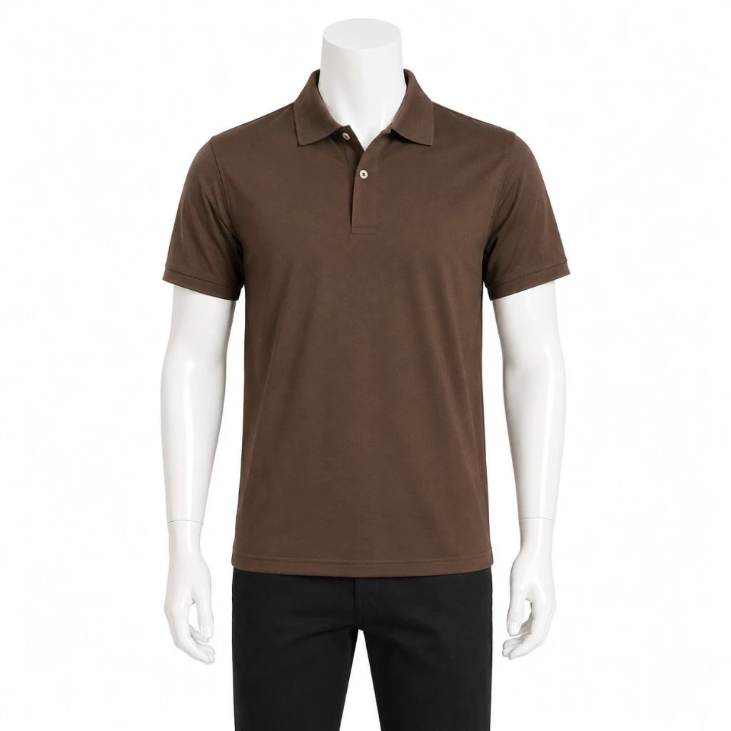 [1 ÁO CŨNG IN] IN ÁO ĐỒNG PHỤC POLO THEO YÊU CẦU MÀU NÂU ĐẬM - VẢI CÁ SẤU POLY - VIỄN PHÁT UNIFORM