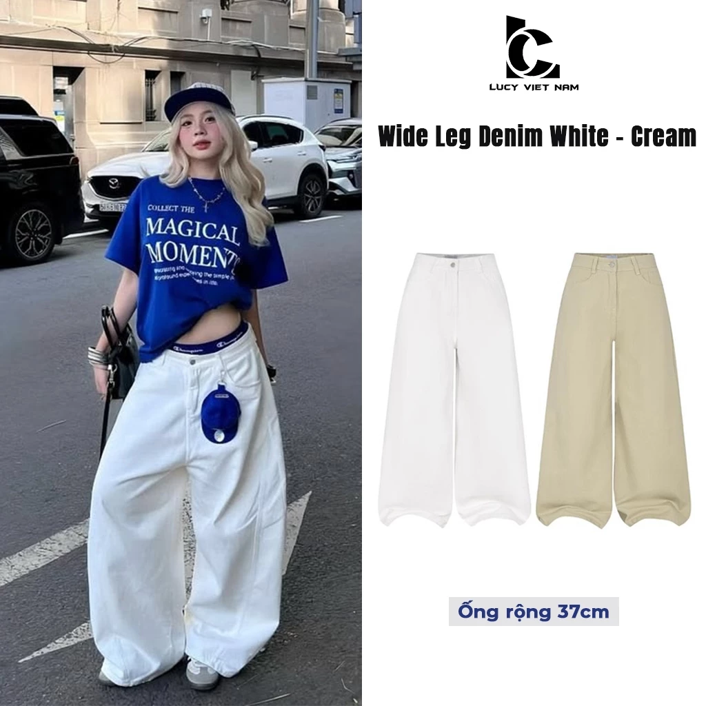 Quần Jean Ống Rộng 37CM AVO AVOCADO Wide Leg Denim TrắngCạp Thấp Form Suông Baggy Ulzzang Y2K Unisex Trendy