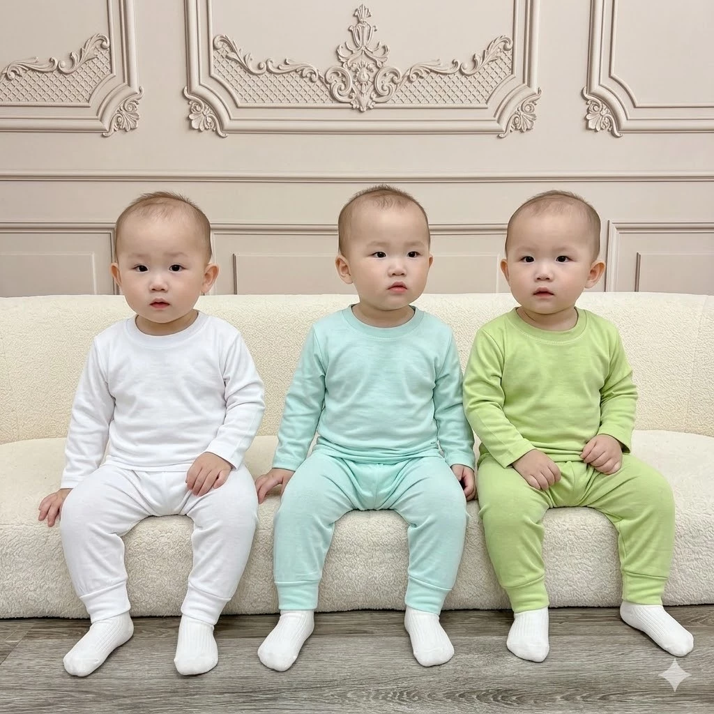 Bộ dài Minki Bae chui đầu quần can đũng đóng bỉm mềm mát cho bé