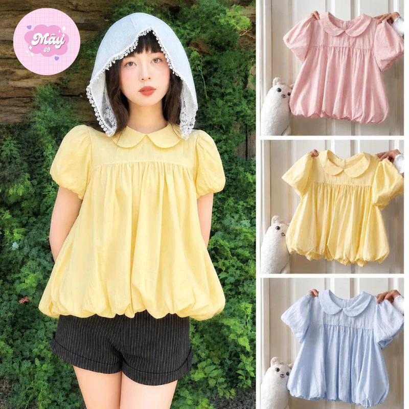 Áo Bí Tay Bồng Cổ Sen 2 Lớp Phong Cách Tiểu Thư MS148