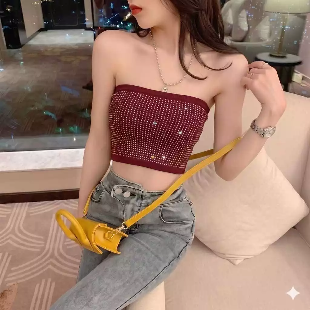 Áo Quây Nữ Đính Đá Kim Sa Co Giãn 4 Chiều Ôm Dáng