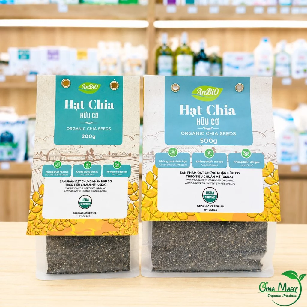 Hạt Chia Hữu Cơ ANBIO - Giàu Omega-3 & Chất Xơ, Cho Bà Bầu, Bé Ăn Dặm