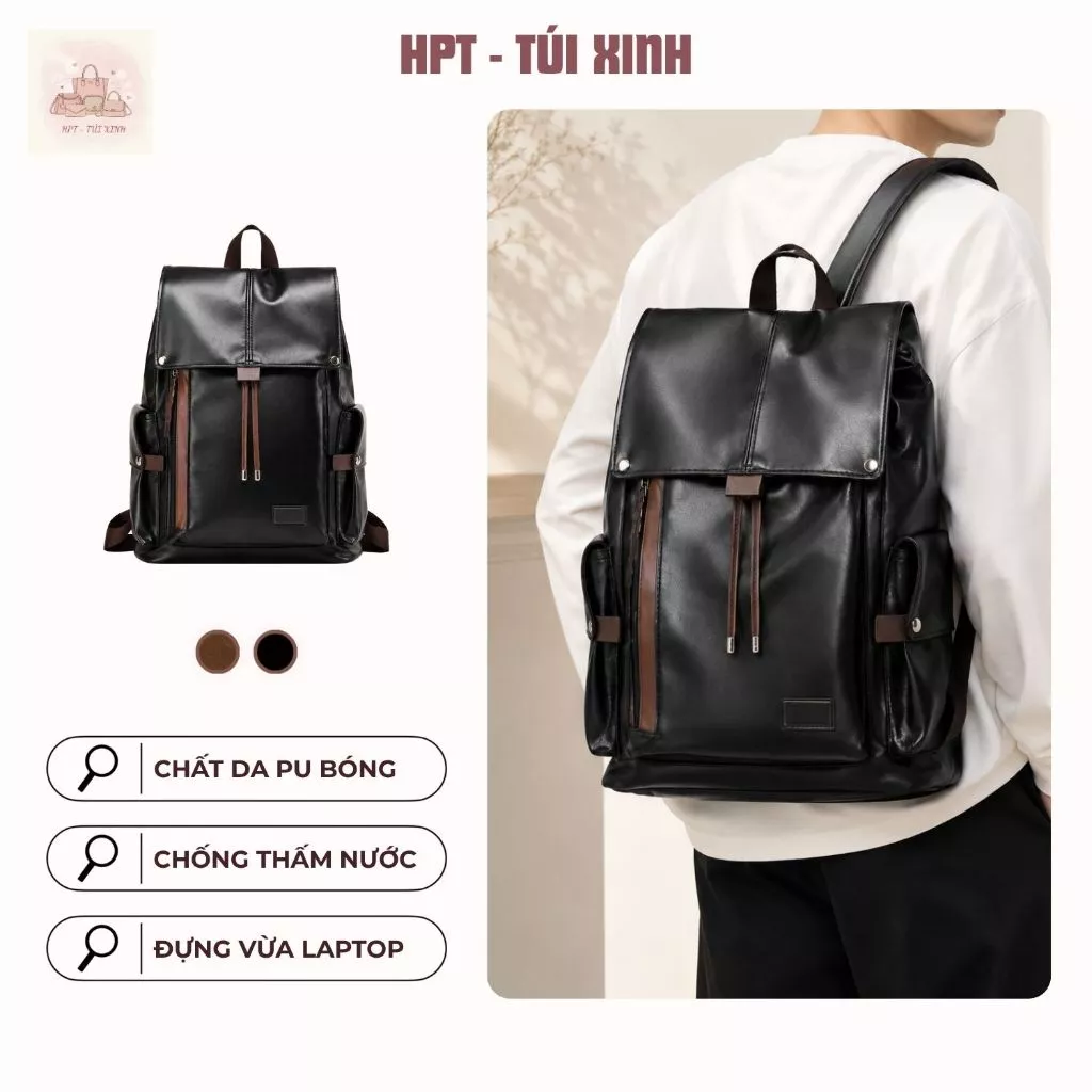 𝐂𝐓𝟎𝟏𝟗 - Balo da nam nữ unisex chống thấm nước phong cách Hàn Quốc đựng laptop 16.5 inch thời trang