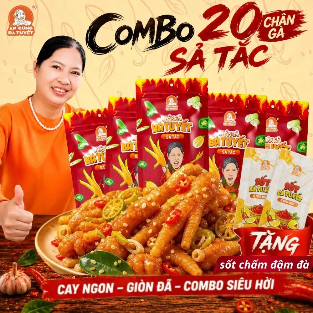 (tặng 2 gói sốt chấm) COMBO 20 CHÂN GÀ SẢ TẮC - ĂN CÙNG BÀ TUYẾT M43