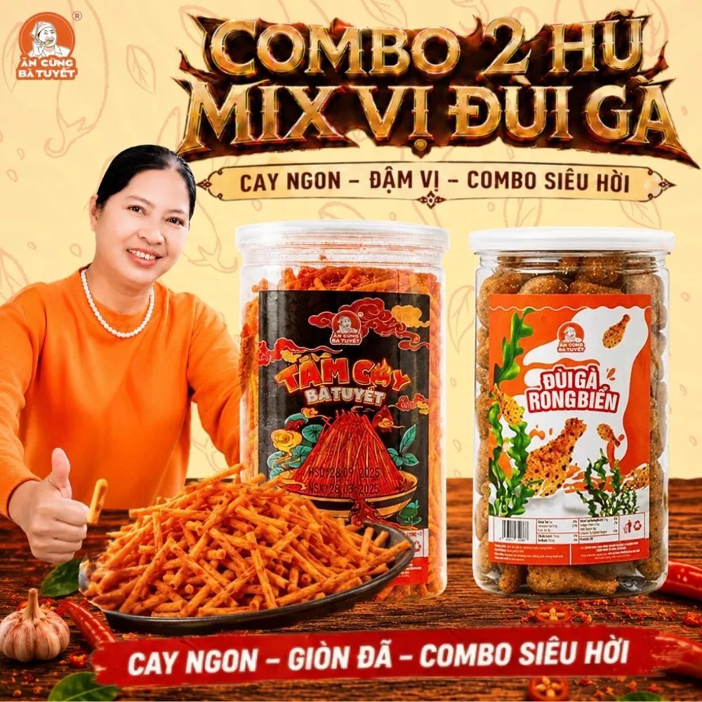 Combo 2 Hũ Mix Vị Đùi Gà - Ăn Cùng Bà Tuyết M9