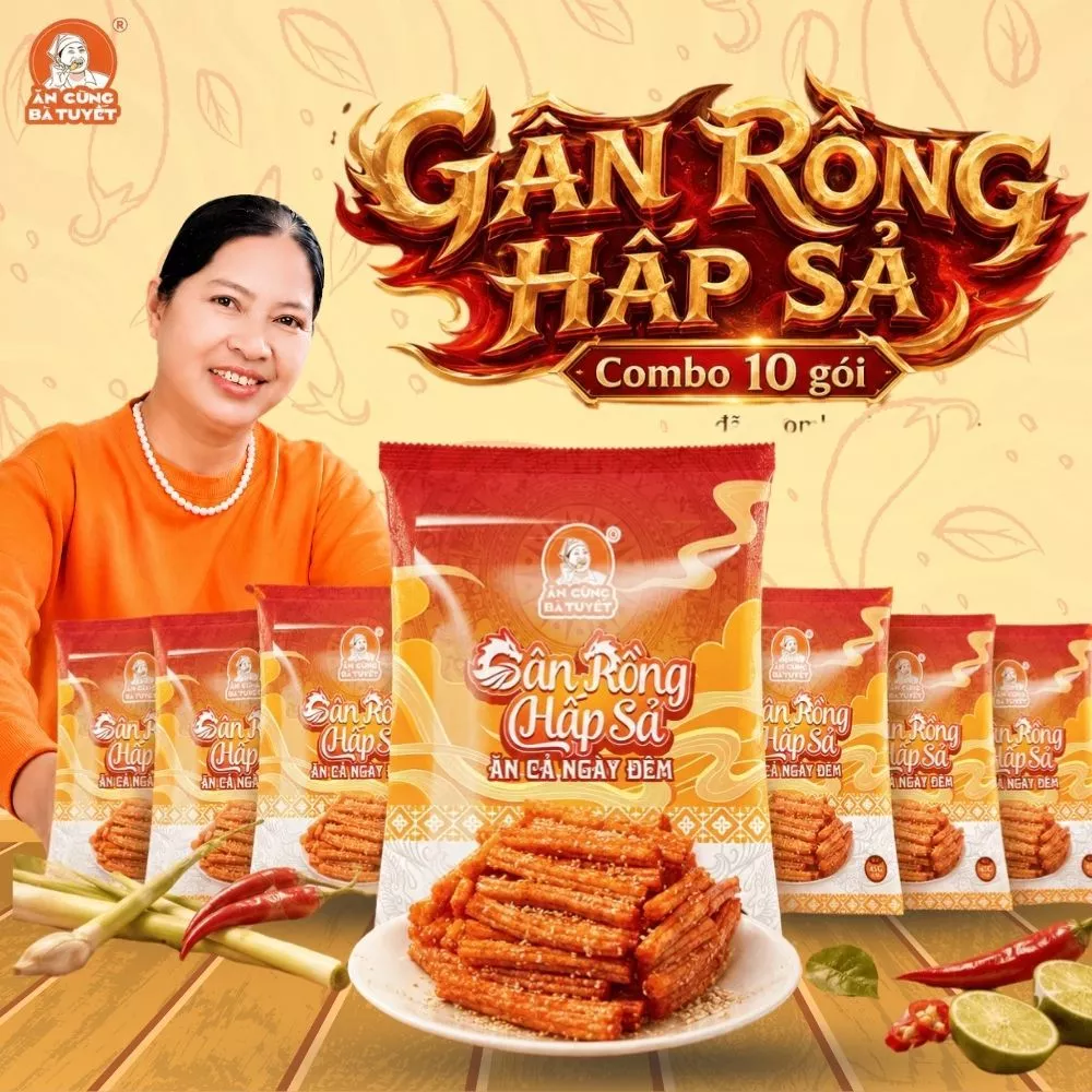 Combo 5 - 10 snack Gân Rồng Hấp Sả - ĂN CÙNG BÀ TUYẾT M4