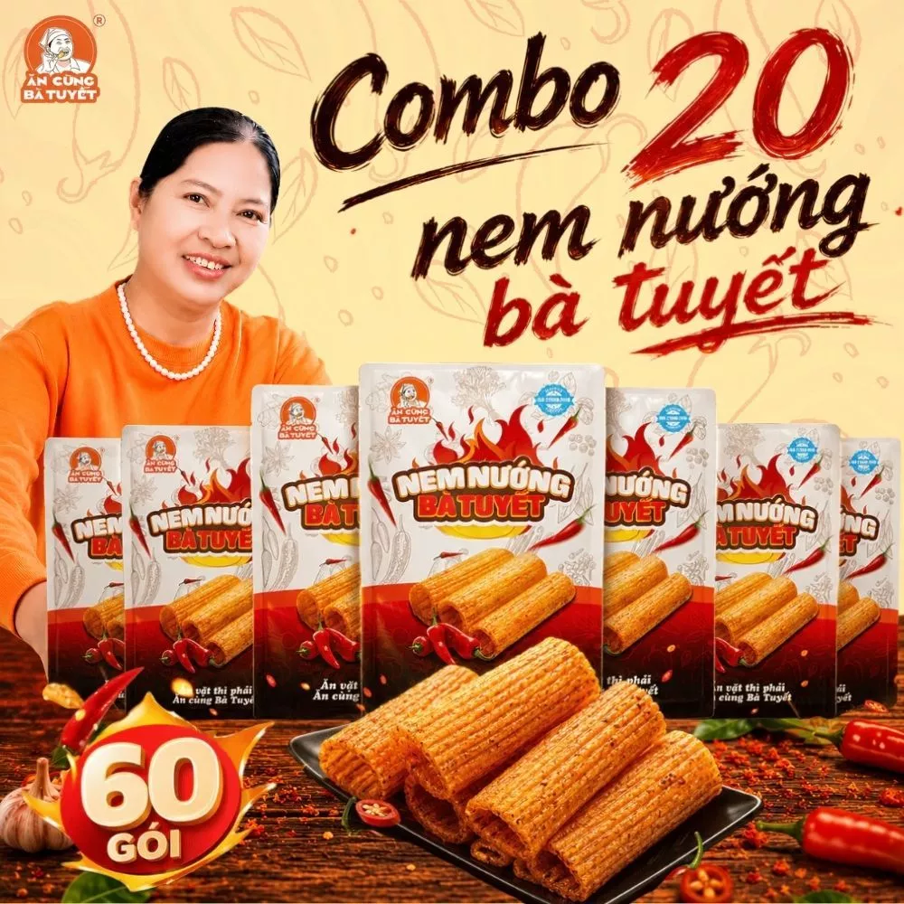 [ tặng 1 sp bất kì ] Mua 10 gói NEM NƯỚNG PHÊN BÀ TUYẾT - ĂN CÙNG BÀ TUYẾT M2