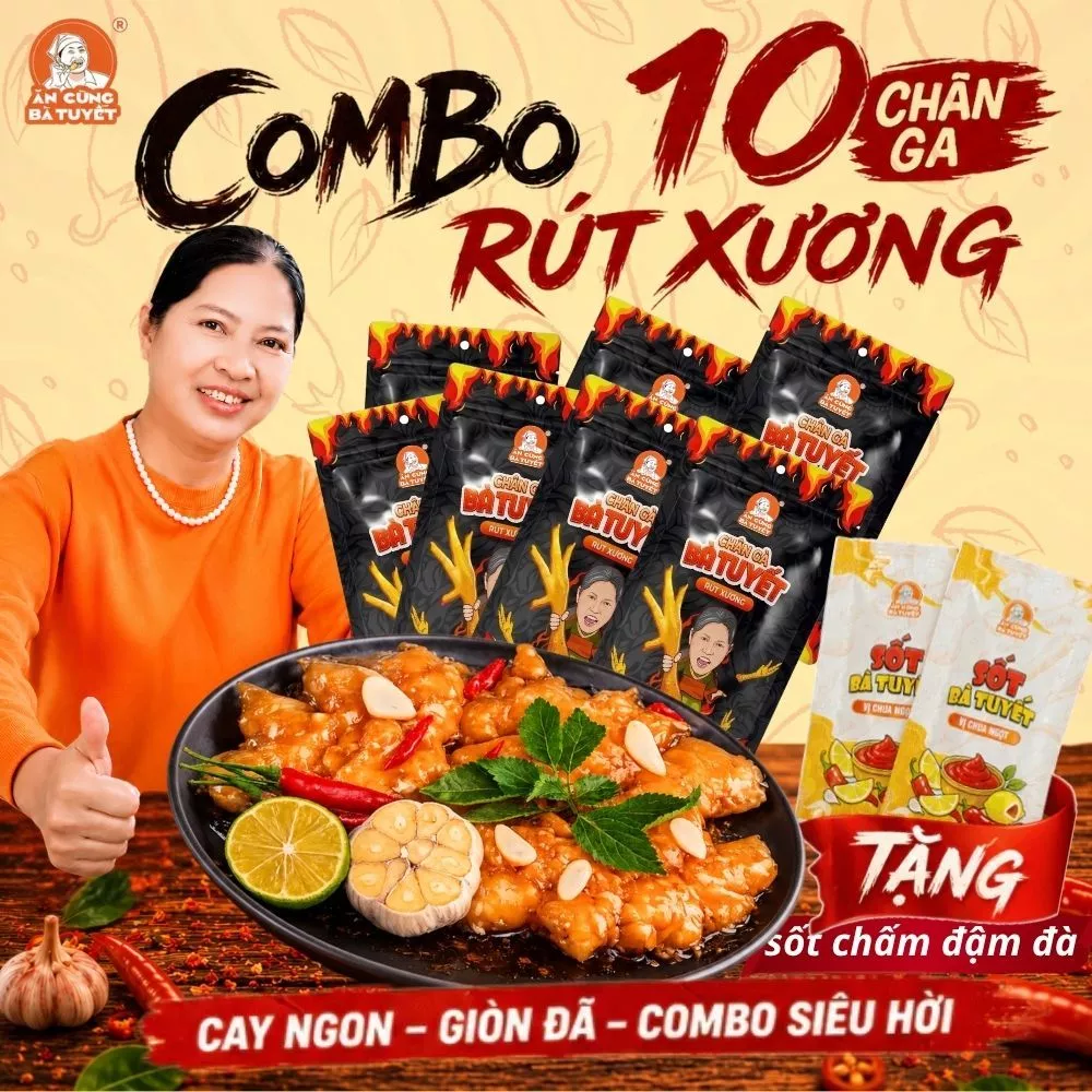 (Tặng 1 gói sốt) COMBO 10 CHÂN GÀ BÀ TUYẾT - ĂN CÙNG BÀ TUYẾT