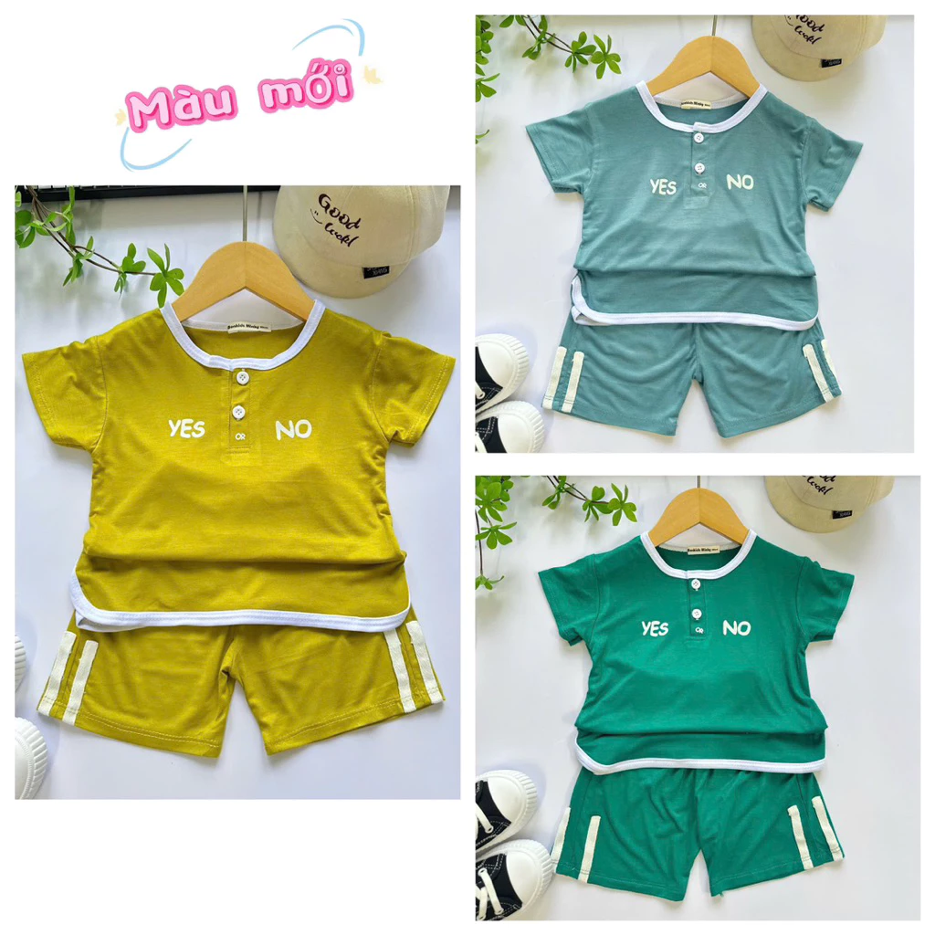 Bộ Cộc Tay Thun Lạnh Cúc Ngực, Kiểu Dáng Đơn Giản Cho Bé Trai Bé Gái