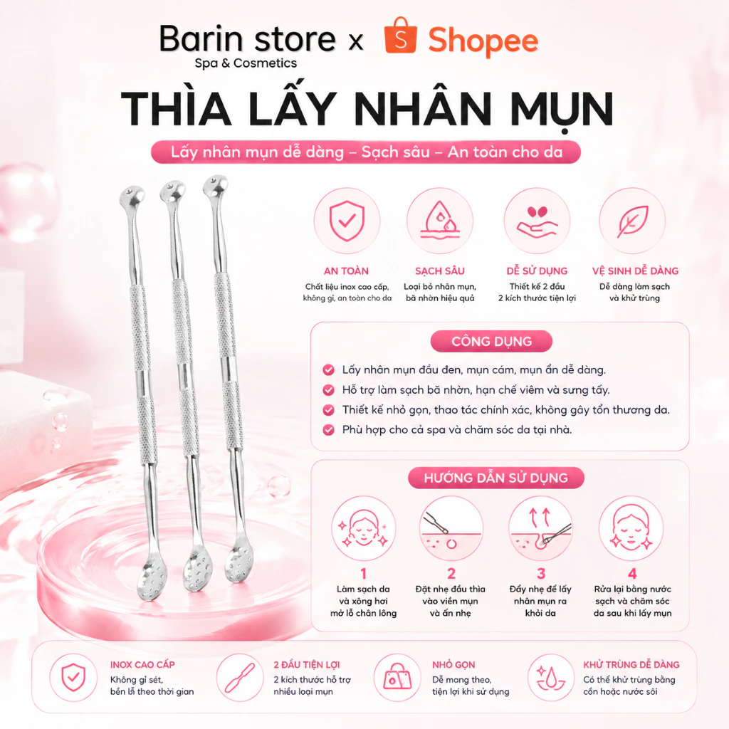 Que Lấy Mụn, Cây Gạt Mụn Siêu Dễ Cho Spa Cá Nhân Chăn Sóc Da