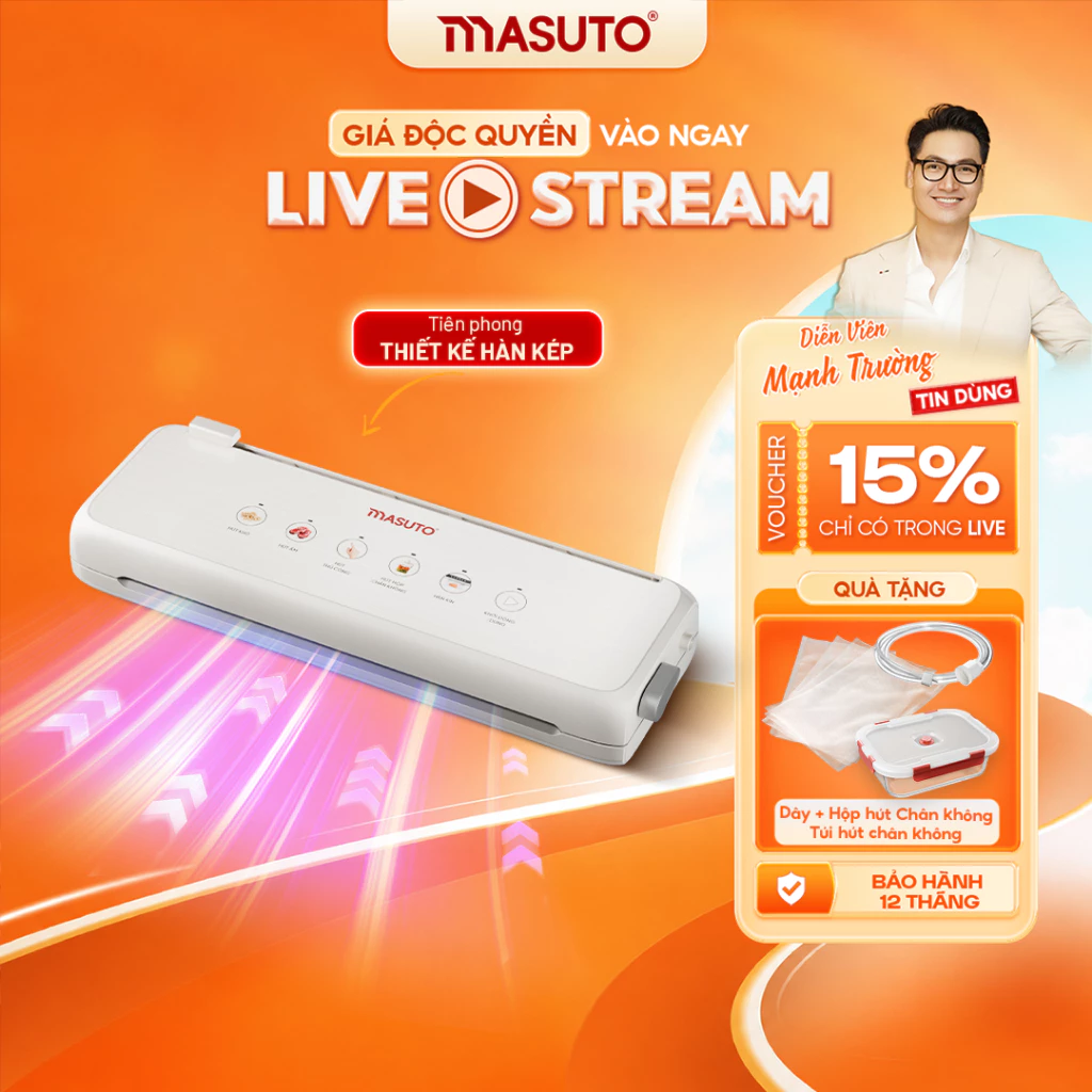 Máy Hút Chân Không Masuto MSSMaster  Không Kén Túi, Công Suất Lớn 240W, Lực Hút 60kPa, Đường Hàn Kép