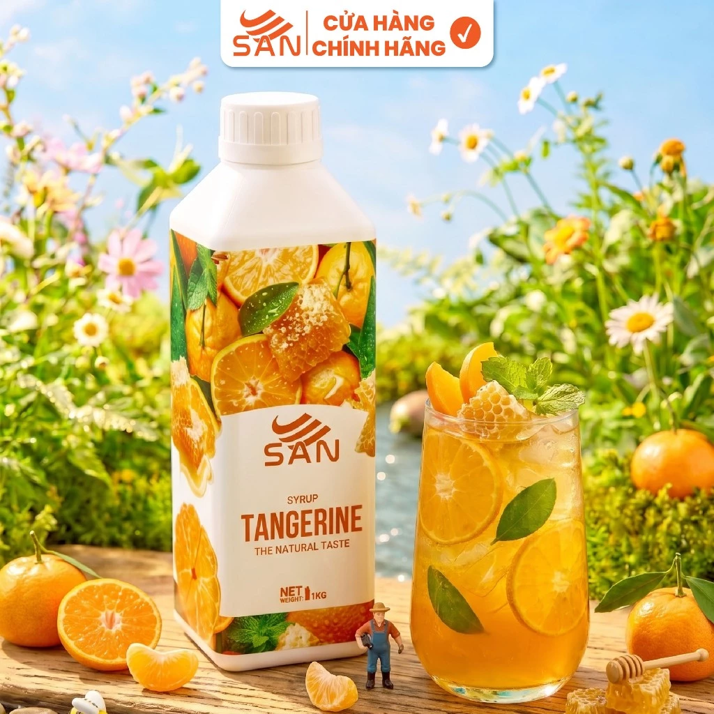 Syrup/siro QUÝT SAN chai 1kg, có mẫu thử 100ml, tặng công thức pha chế, hương thơm, chuẩn pha chế