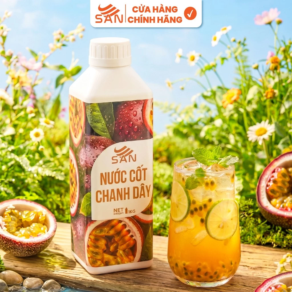 Nước cốt chanh dây SAN (có mẫu thử) - Trái Cây Tự Nhiên - Hương Thơm, Màu Sắc Nổi Bật