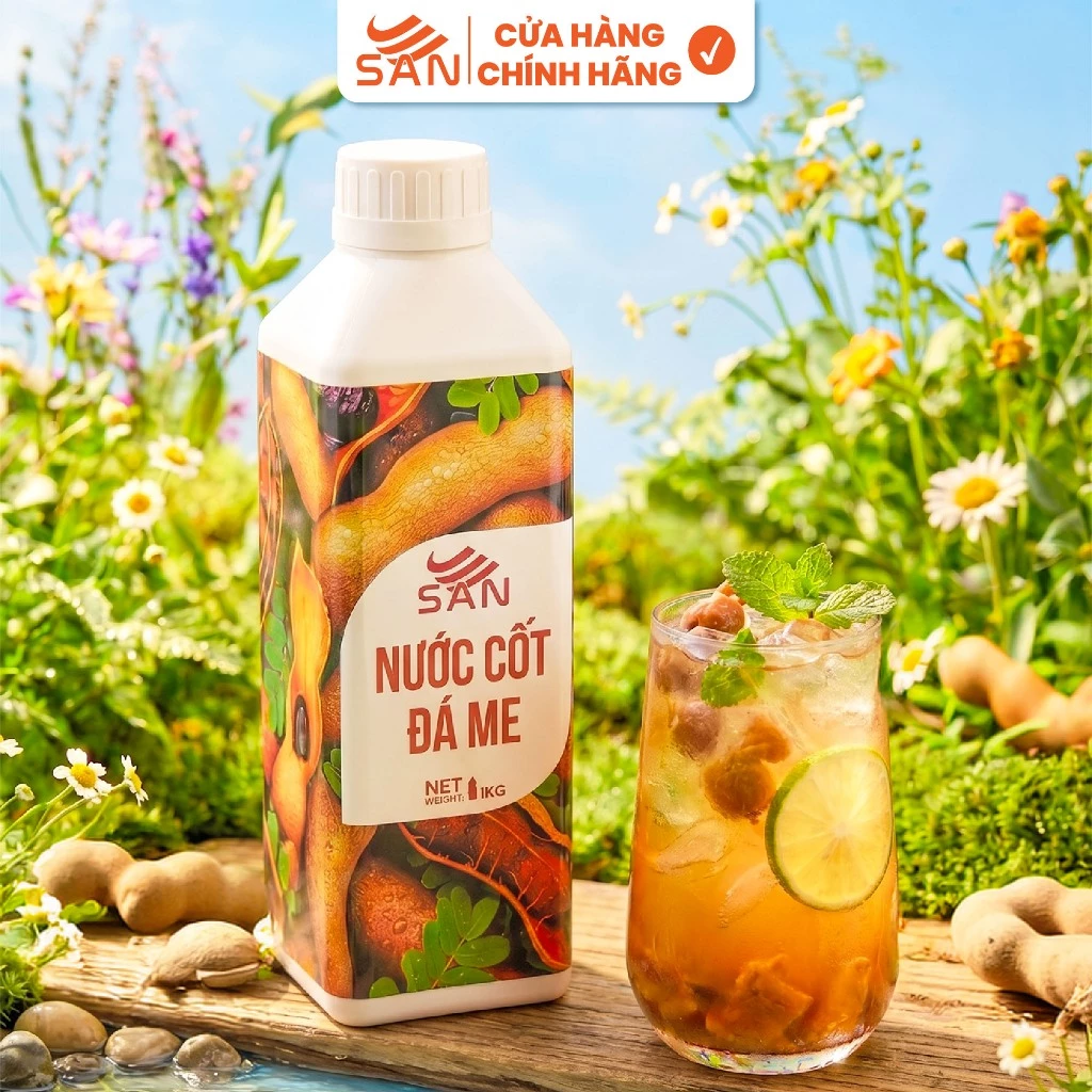 Nước Cốt Đá Me SAN – Vị Chua Ngọt Tự Nhiên – Có Mẫu 100ml, Tặng Sách Pha Chế