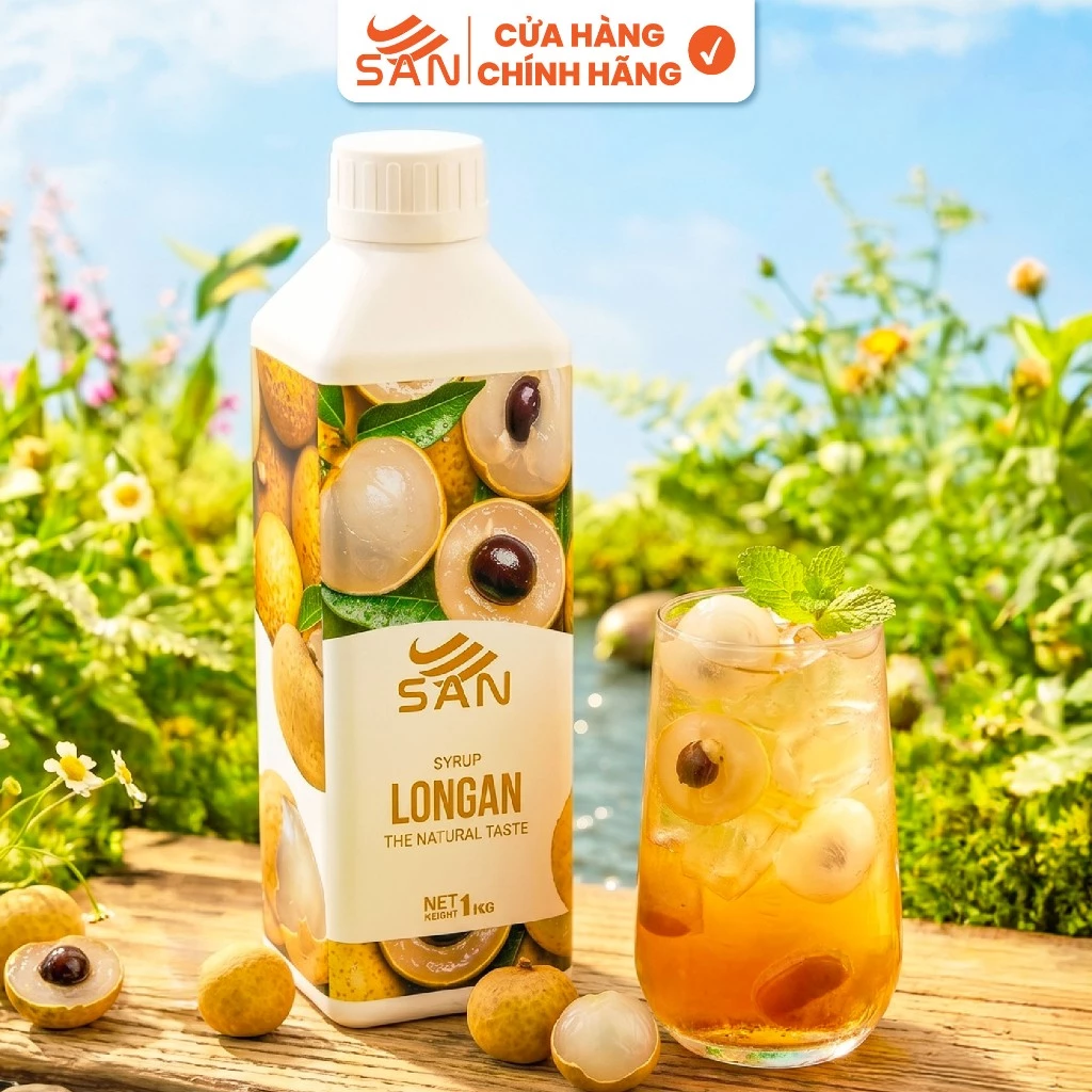 SYRUP LONG NHÃN SAN Chai 1Kg, có mẫu thử 100ml, tặng công thức pha chế, hương thơm