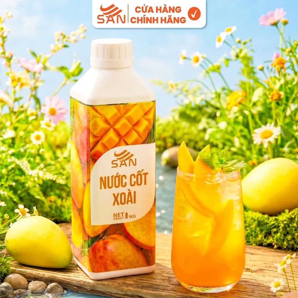 NƯỚC CỐT XOÀI Chai 1Kg, có mẫu thử 100ml, tặng công thức pha chế, hương thơm, trái cây tự nhiên