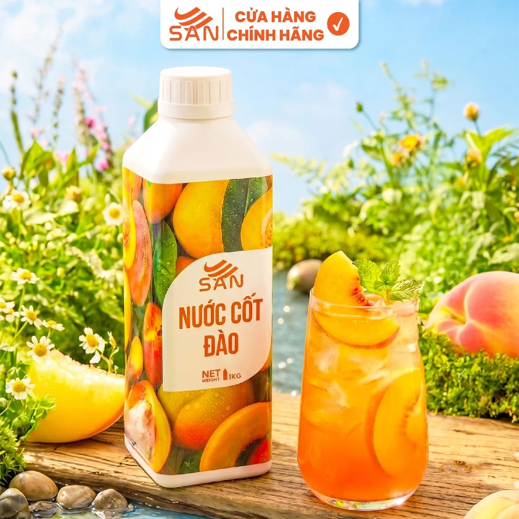 NƯỚC CỐT ĐÀO Chai 1Kg, có mẫu thử 100ml, tặng công thức pha chế, hương thơm, trái cây tự nhiên