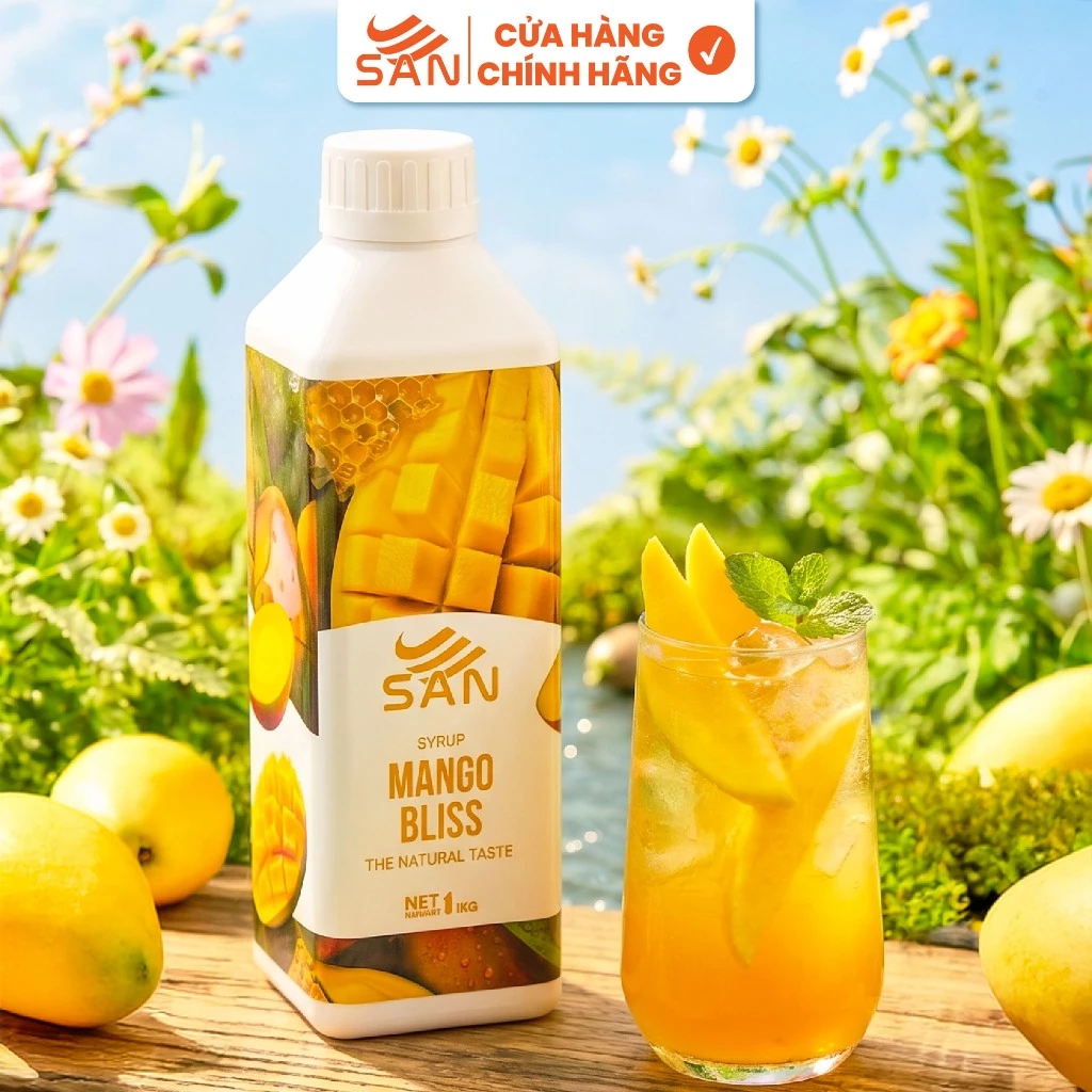 Syrup/siro XOÀI MẬT ONG SAN, mẫu thử 100ml, tặng sách công thức, tiện dụng, trái cây tự nhiên