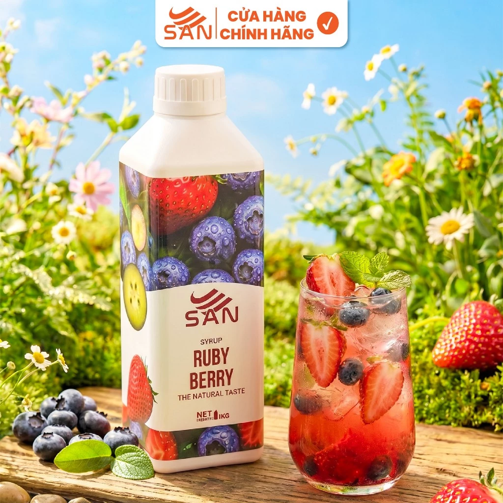 Syrup/siro BERRY QUẢ MỌNG SAN, mẫu thử 100ml, tặng sách công thức, tiện dụng, trái cây tự nhiên