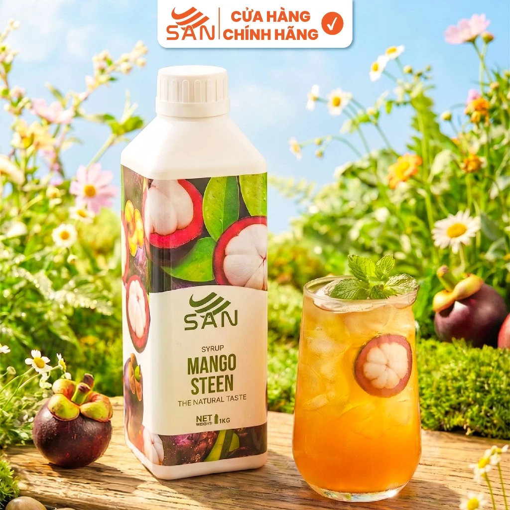 Syrup/siro MĂNG CỤT SAN, mẫu thử 100ml, tặng sách công thức, tiện dụng, trái cây tự nhiên