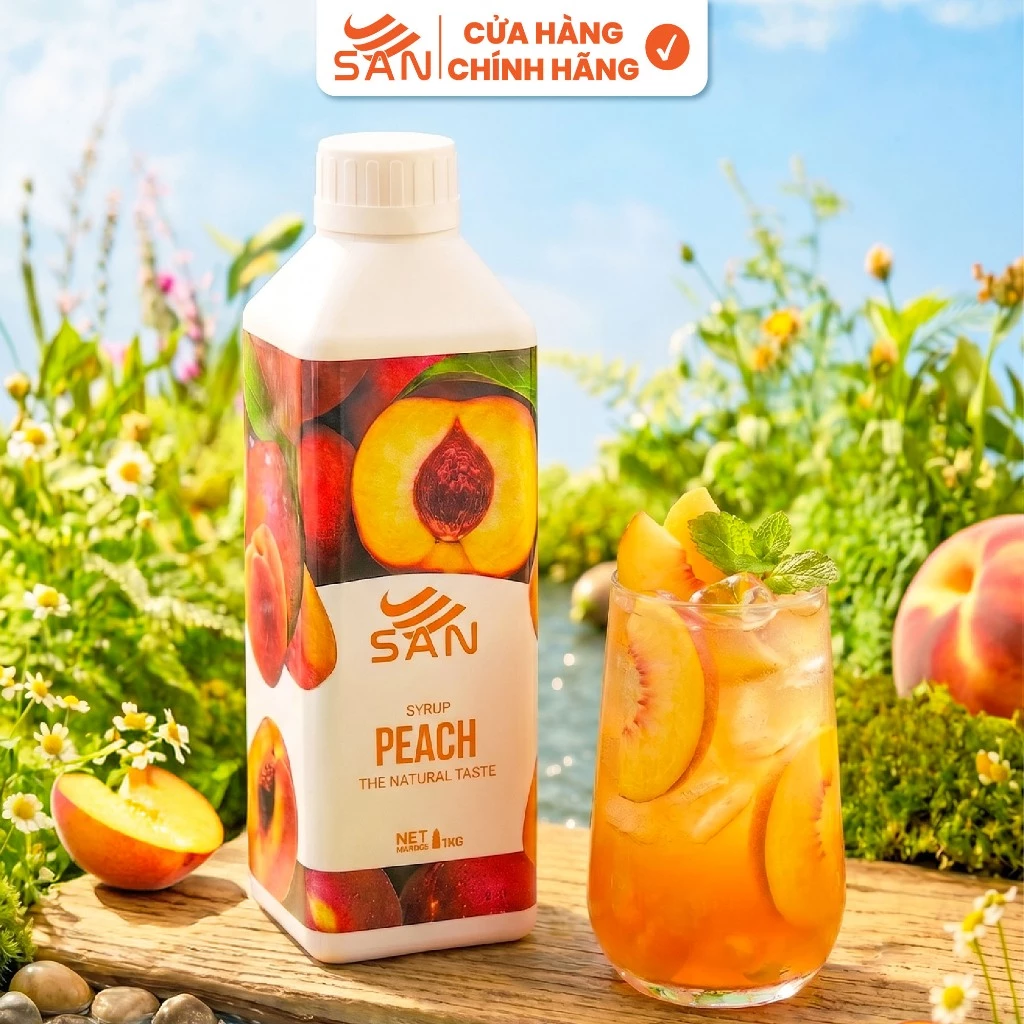 Syrup/siro ĐÀO SAN, mẫu thử 100ml, tặng sách công thức, tiện dụng, trái cây tự nhiên