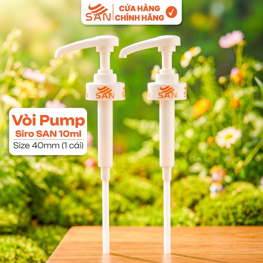 Vòi Pump Siro SAN 10ml Cho Chai 1Kg / 2.5Kg – Pump Nhựa Cao Cấp, Định Lượng Chuẩn, Size 40mm
