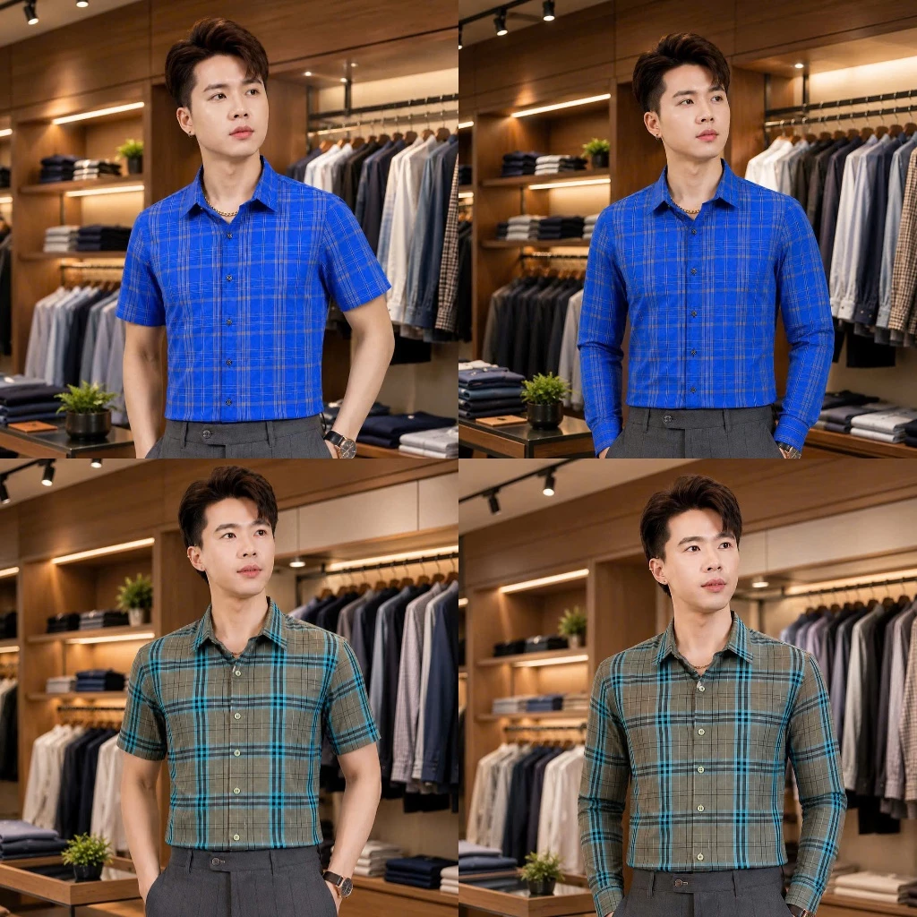 Áo sơ mi nam sọc boy phố vải thun lạnh phối viền tay fomr đẹp mẫu mới BOUTIQUE_MENSWEAR