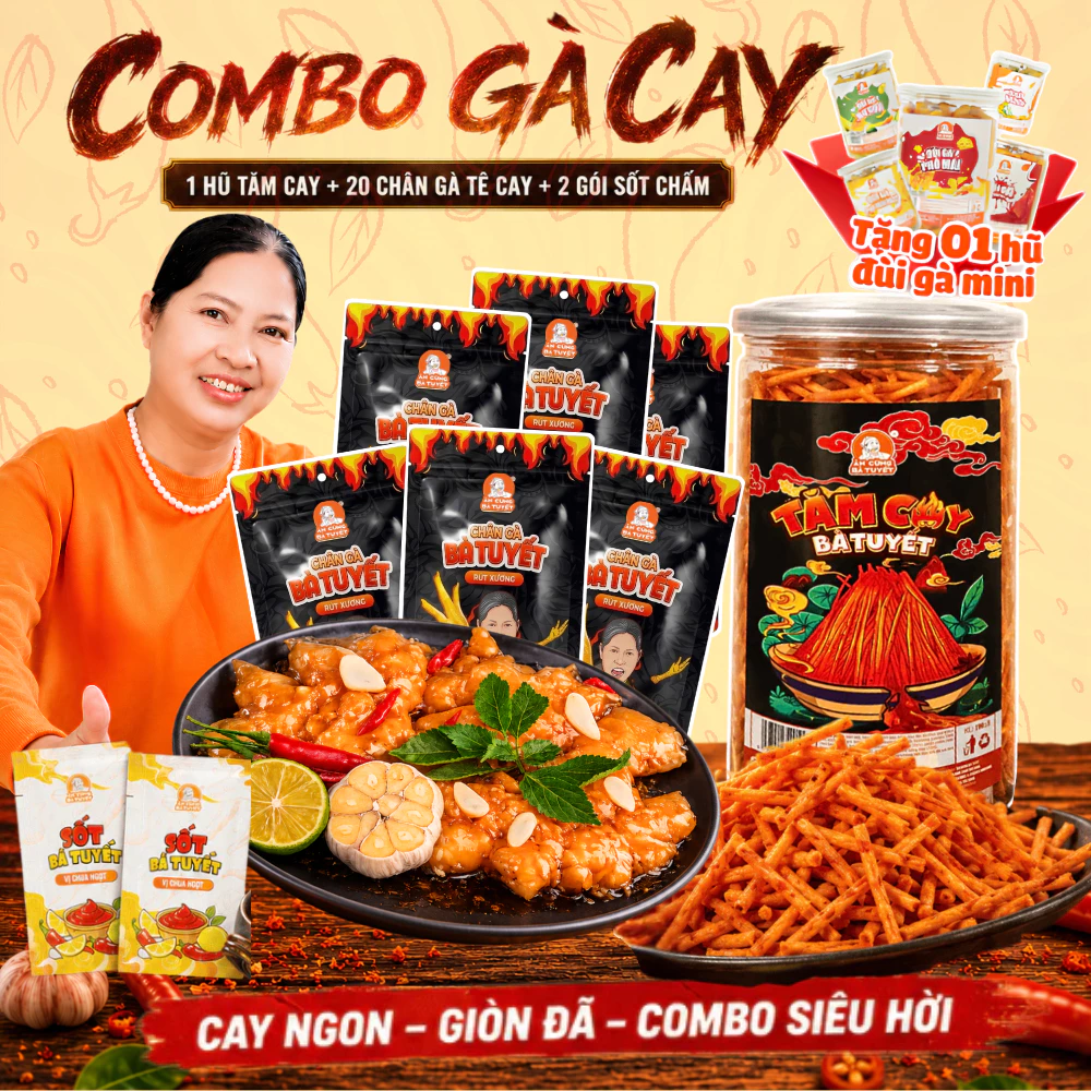 (Tặng 1 hũ đùi gà bất kì) Combo GÀ CAY - gồm 1 hũ tăm cay + 20 chân gà tê cay + 2 gói sốt chấm M78