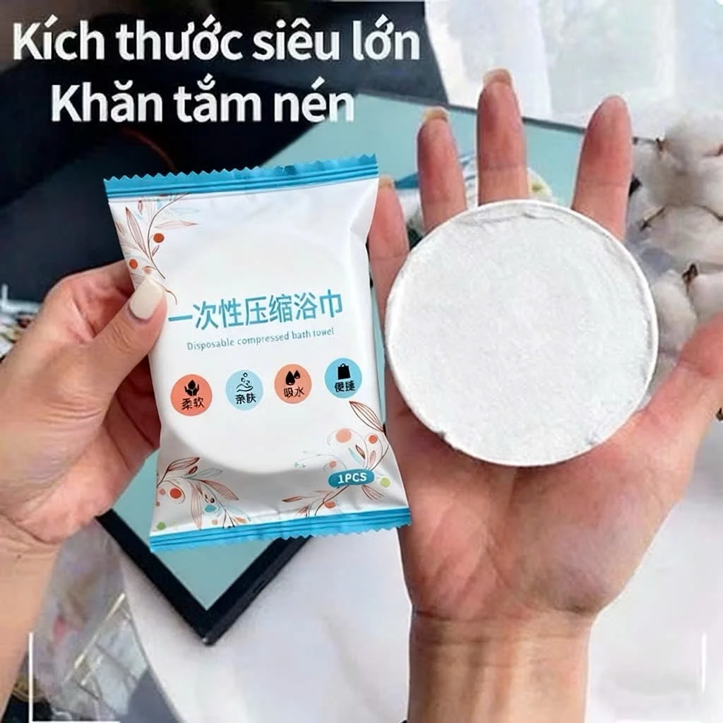 [Hàng dày LOẠI 1] Combo Khăn tắm viên nén du lịch dùng một lần, Khăn tắm cotton tiện lợi 01596