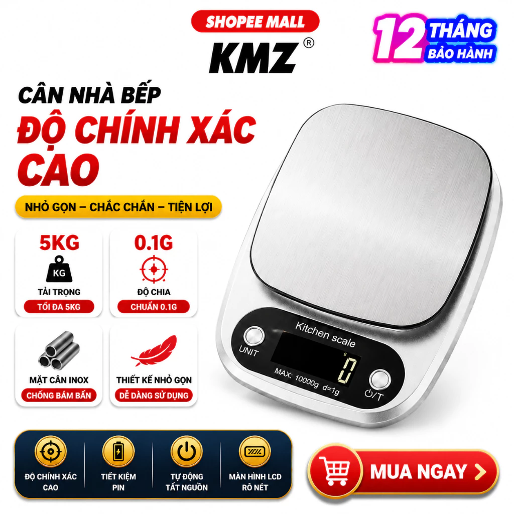 [TOP 1 SHOPEE] Cân tiểu ly điện tử 5.0Kg 0.1g KMZ C105 - chính xác từng 0.1 gam, hàng chính hãng BH 1 năm