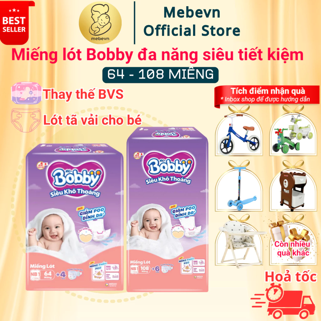 Miếng lót Bobby đa năng cho bé hoặc dùng thay thế băng vệ sinh, miếng lót bobby siêu thoáng khí