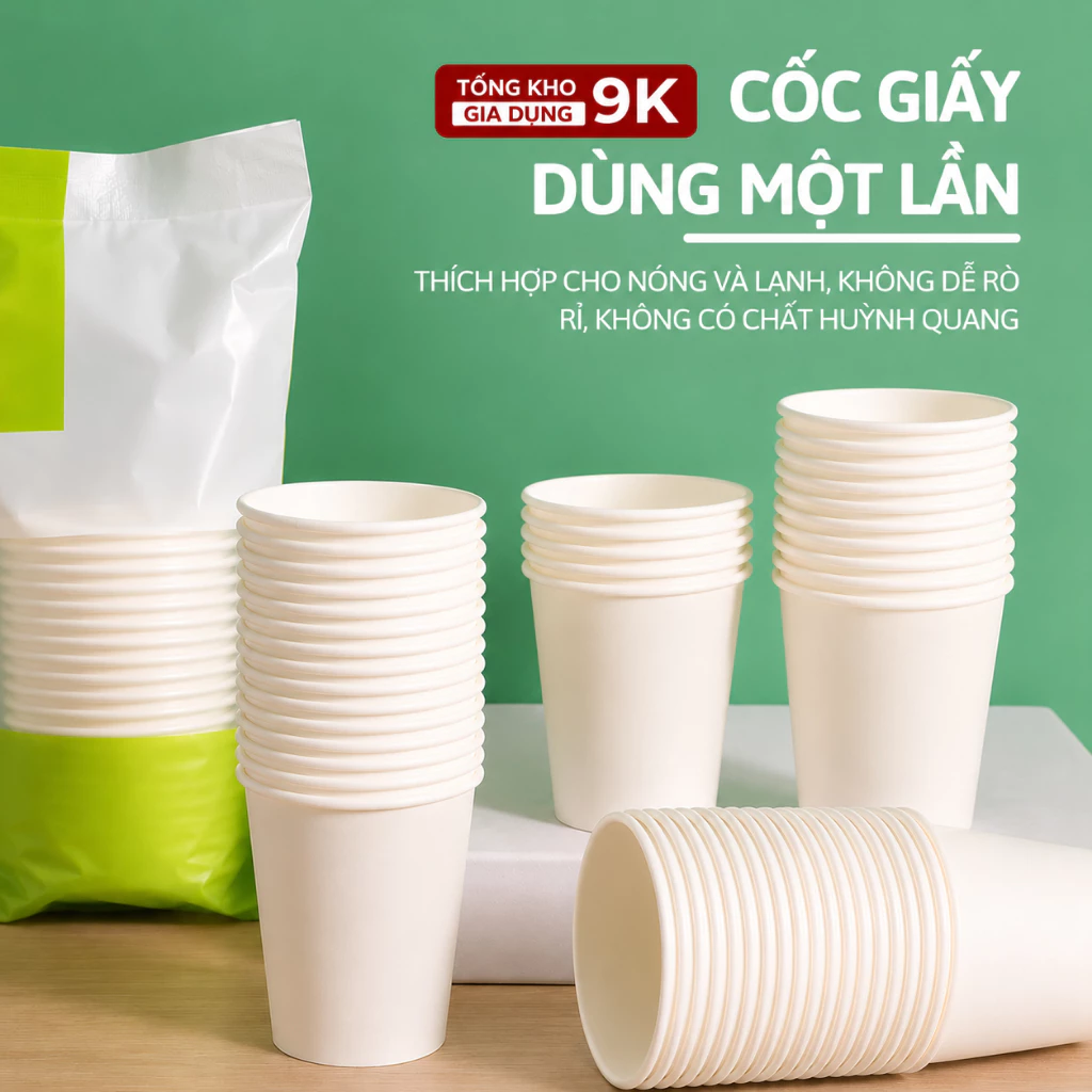 Cốc Giấy Loại Có Hình gautruc dùng 1 lần, SET 50 cốc giấy, an toàn tiện dụng - dung tích 235ml